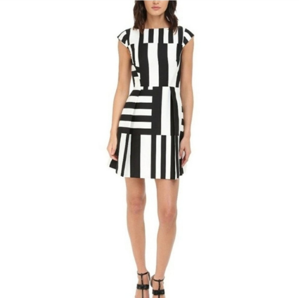 NWOT Kate Spade {Retired Style} Kite Bow Back Black White Stripe Mini Dress 8